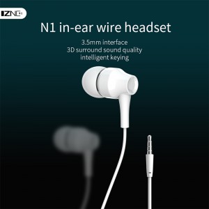 N1/N2/N16 Mest komfortable 3,5 mm gode øretelefoner Sportsøreplugger med ledning med mikrofon