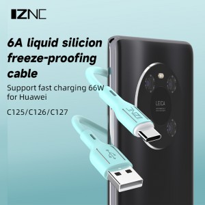 C125 C126 C127 6A რბილი სილიკონის USB სწრაფი დატენვის USB C-დან Lightning მონაცემთა კაბელთან iPhone და Samsung-ისთვის