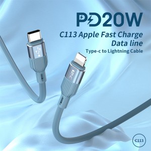 C113/C213 PD20W тип C до молња кабел 1M/2M Со куќиште од алуминиумска легура