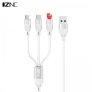 C23 custom 3 in 1 multi Fast charge usb data charger cable mobile c type tselatra ho an'ny finday