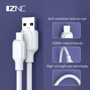 IZNC 5A Power Micro USB 3.0-kabel Android Laddningsdatakabelsladd