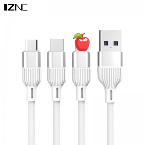 C23 ګمرک 3 په 1 ملټي ګړندۍ چارج کولو USB ډیټا چارجر کیبل د ګرځنده تلیفون لپاره سی ډول بریښنا