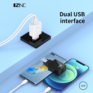 I25 Doub-Port 2.4A telefòn mobil USB miray Chargeur pou telefòn Smart chargeur