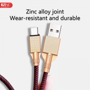 ‎IZNC zinc alloy cable 1.5m usb to micro usb charge cable type c 6A fa'atonu vave