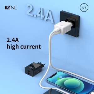 I25 Duobla Haveno 2.4A poŝtelefonoj USB Mura Ŝargilo por Saĝtelefonoj ŝargilo