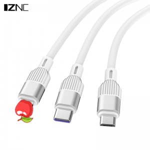 C23 ګمرک 3 په 1 ملټي ګړندۍ چارج کولو USB ډیټا چارجر کیبل د ګرځنده تلیفون لپاره سی ډول بریښنا