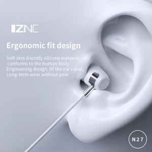 N27 Ամենահարմարավետ սպորտային ականջակալներ 3,5 մմ լարային ականջակալներ լարային խոսափողով