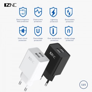 I25 Dual-Port 2,4 A USB-Wandladegerät für Mobiltelefone zum Aufladen von Smartphones