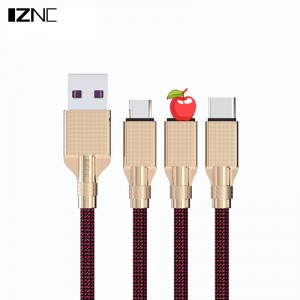 IZNC जिंक अलॉय केबल 1.5m USB से माइक्रो USB चार्ज केबल टाइप c 6A फास्ट चार्जिंग