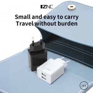 I25 Dual-Port 2.4A mobiltelefoner USB väggladdare för smarta telefoner laddare