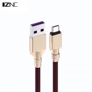 Kabel alloy séng IZNC 1.5m usb ka kabel muatan micro usb tipe c 6A ngecas gancang