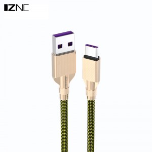 ‎IZNC кабели хӯлаи руҳ 1.5m usb ба сими барқии micro usb навъи c 6A пуркунии зуд