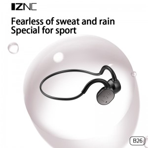 B26 Sportowe, prawdziwie bezprzewodowe słuchawki douszne z przewodnictwem kostnym, Bluetooth do biegania