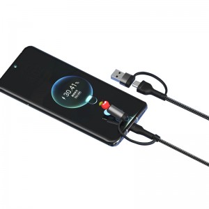 USB C Multi Fast Charging Cable 3.3FT PD 120W Nylon Braided Cord စမတ်ဖုန်းများနှင့် တက်ဘလက်များအတွက် 4-in-1 ဒေတာကေဘယ်
