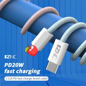C118 20w pd kabel pengisian cepat usb c quick charge 3.0 ke pemasok kabel charger iphone
