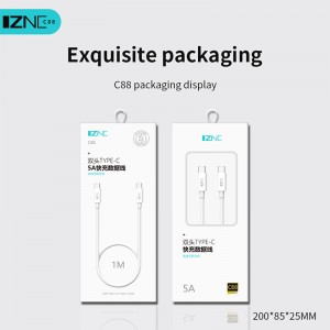 IZNC Manufacturer data sync fast charge usb c 3a 5A type C to Type C OTG Cable Fast Charging mobile phone Data Cable 1m
