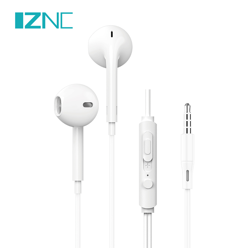 N28 3,5 мм бел мобилен бас далечински управувач во уво, добри и жичени спортски слушалки со микрофон Избрана слика