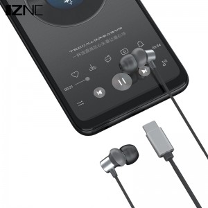 Veleprodajna cijena Visokokvalitetne sive žičane slušalice 3,5 mm sportska glazba stereo metalne slušalice TYPE-C slušalice u uhu s mikrofonom za mobilne telefone