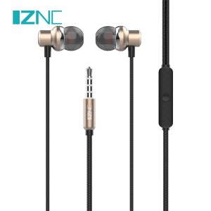 N01 Fashion design metal case 3.5mm wired earphones in-ear earbuds with microphone for android