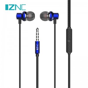N01 Modno oblikovano kovinsko ohišje 3,5 mm žične slušalke za ušesa z mikrofonom za android