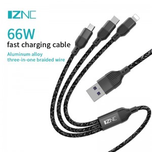 Universal 3 in 1 Braided Multi USB Charging Cables bakeng sa Smartphone