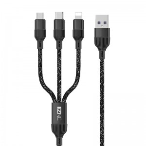 Universal 3 in 1 Braided Multi USB Charging Kabel kanggo Smartphone