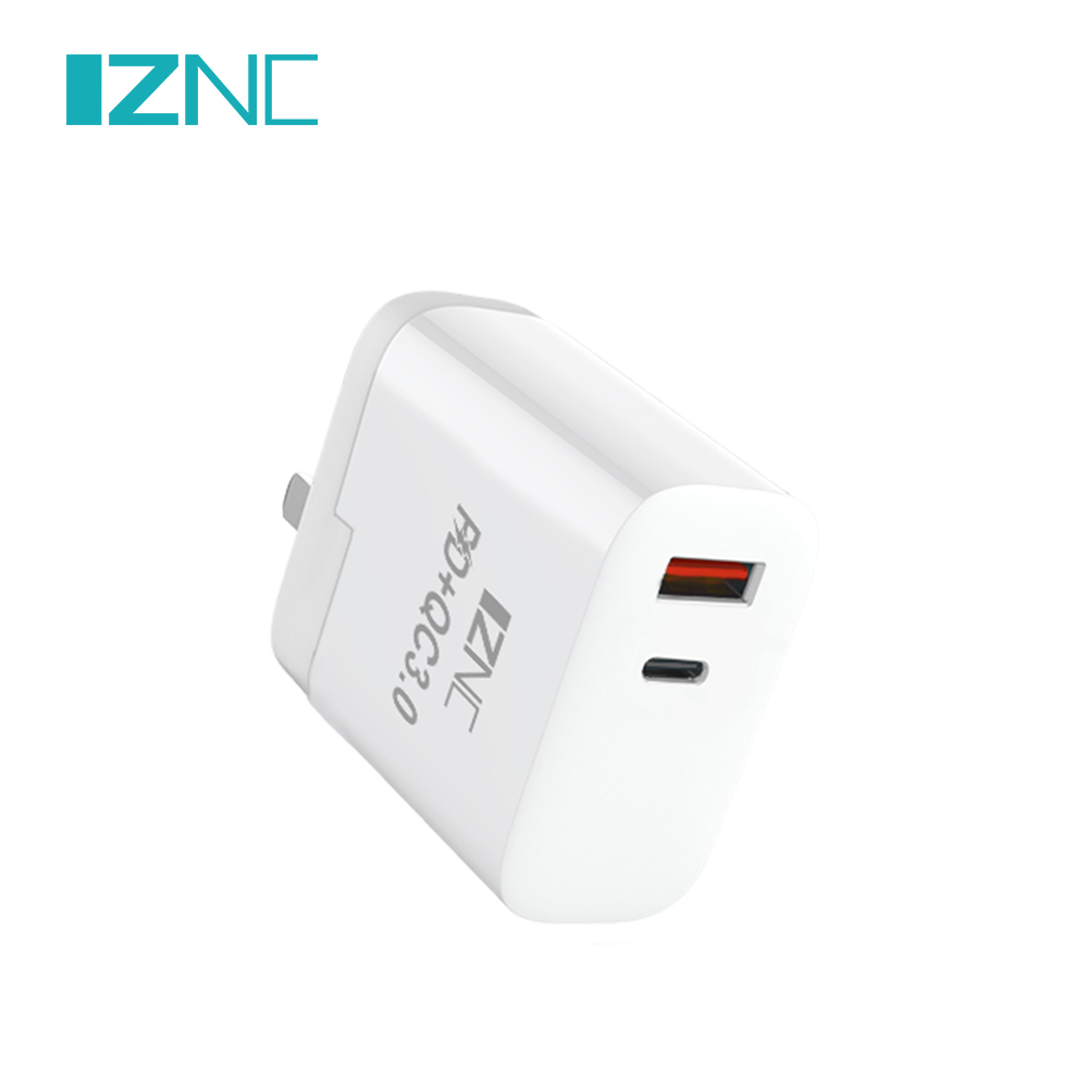 Folding Dual port usb+ usb c 30w charger black and white Featured Image