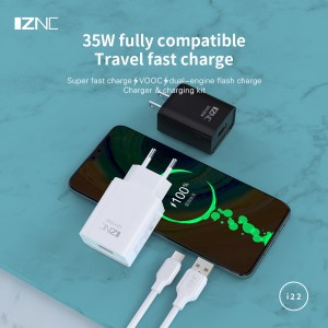 I25 Dual-Port 2.4A telepon sélulér USB témbok carjer pikeun telepon pinter chargeur