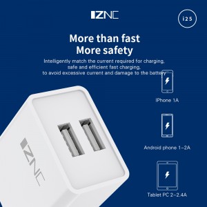 I25 Dual-Port 2.4A finday USB Wall Charger ho an'ny Smart phone chargeur
