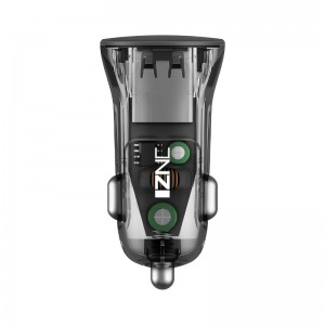 adaptor pengisi daya mobil i70 cina qc3.0 produsen adaptor usb ganda Penuh Kompatibel untuk ponsel (Transparan)