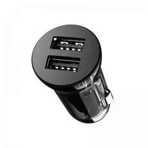i70 Duobla USB-Haveno travidebla Ŝelo Aŭto-baterio poŝtelefono Ŝargilo rapida ŝarĝo por inteligenta telefono