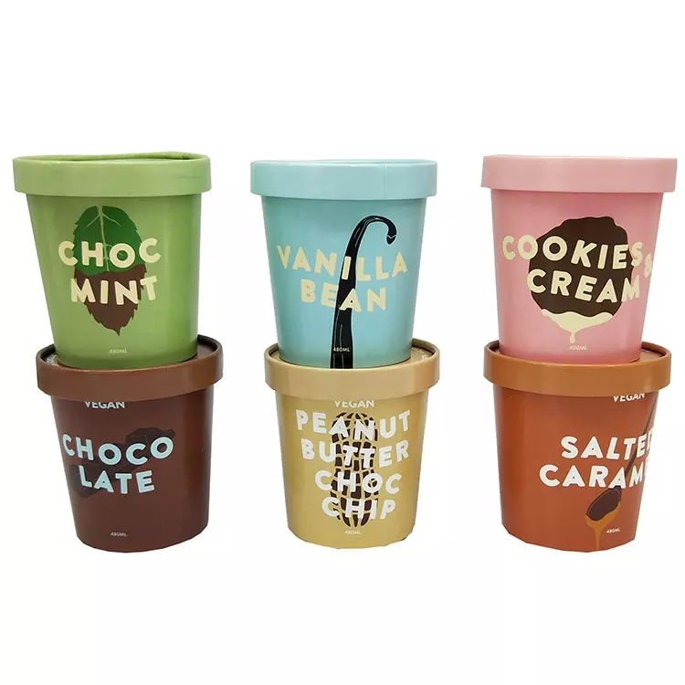 Custom printed disposable biodegradable paper cup ice cream packaging
