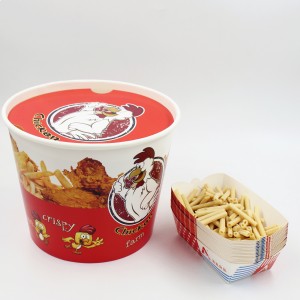 Popular Customized Paper Bucket Fried Chicken Bucket Container With Paper Lid