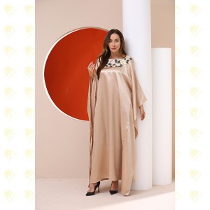 High-Quality Muslim Wedding Dress For Men Factory –  JK028 Gold Embroidery Bat Sleeve Muslim Kaftan Long Dress  – JARCAR