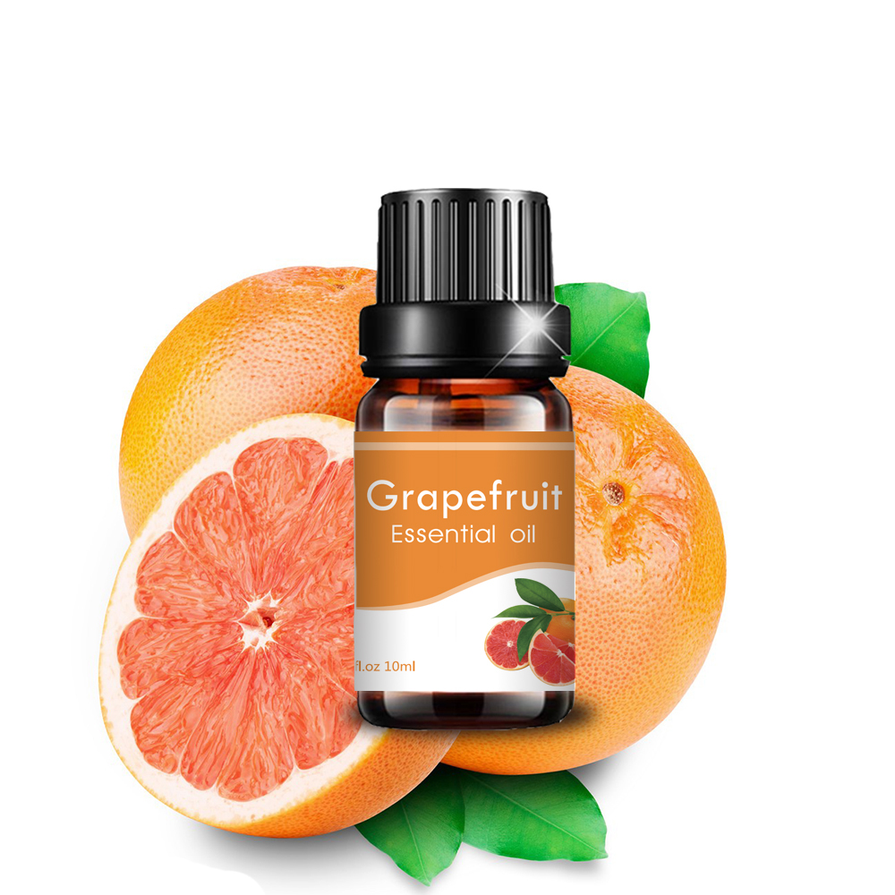 Minyak esensial grapefruit label kosmetik alami kanthi kandungan vatamin C