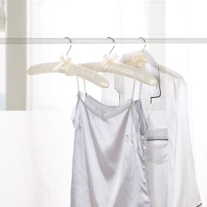 Custom velvet fabric hangers luxury padded silk Hangers satin dress hanger With a Swivel Hook