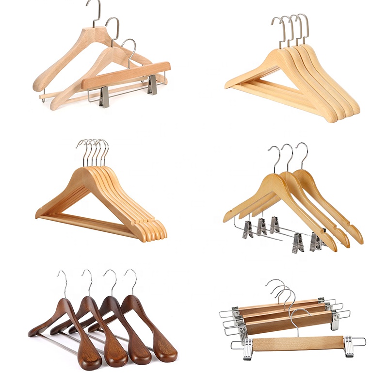 Sample Free Low MOQ Custom LOGO wholesale Coat Clothes Wooden Hangers for Clothing Store