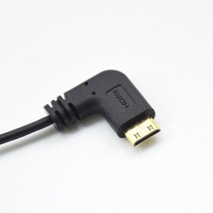 HDMI A کان ساڄي زاويه MINI HDMI ڪيبل