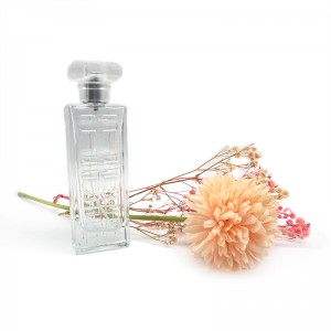 Modern minimalist design acrylic cover clear glass square spray perfume bottle