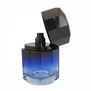 Easy to Open Cap 120ml Blue Round Glass Perfume Bottle