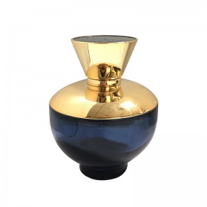 Special Design for Empty Glass Rollerball Bottles - Spray Perfume Bottle Custom Empty Round Dark Blue Glass Gold Cap – Kingtone