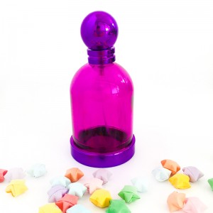 Newest Design Wholesale Custom OEM Elegant Ladies Purple Transparent Glass Spray Perfume Bottle