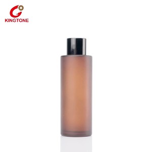 Cosmetic Amber Frosted Glass Lotion Bottle with Aluminum Screw Cap