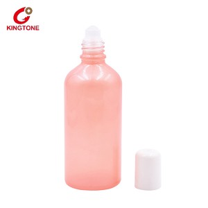 Fancy Pink Colored Glass Essential Oil Roller Bottle with Lid
