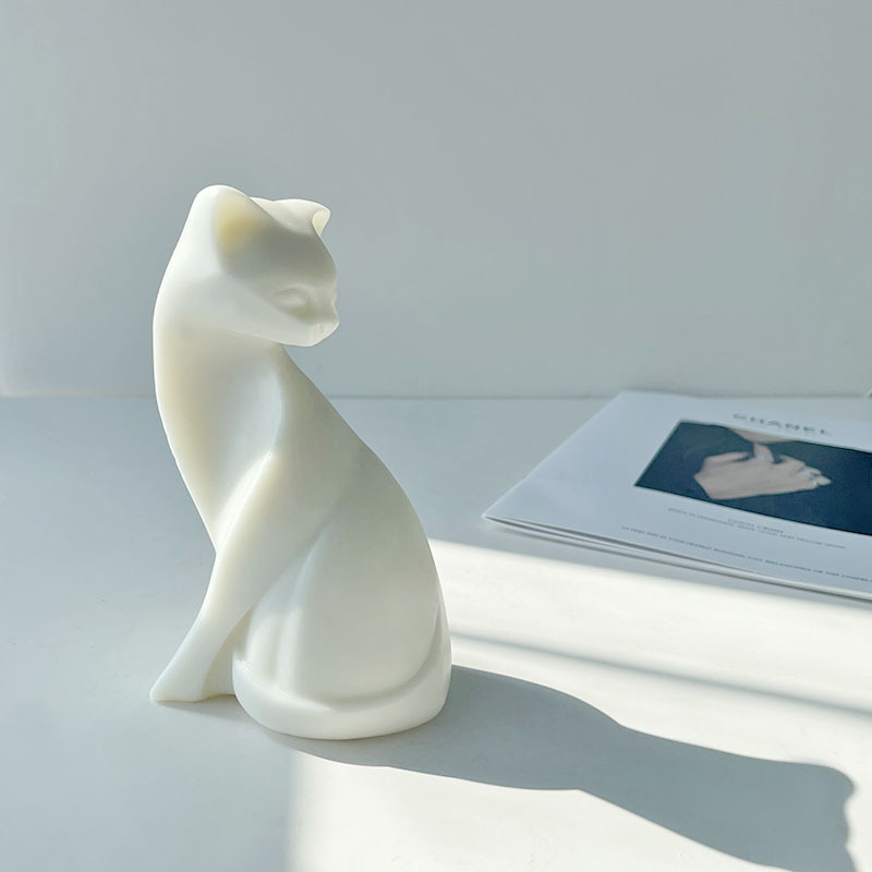 Molde de silicona para velas en forma de gato de gran tamaño, difusor de jabón hecho a mano DIY, molde de vela de silicona para gatos en cuclillas