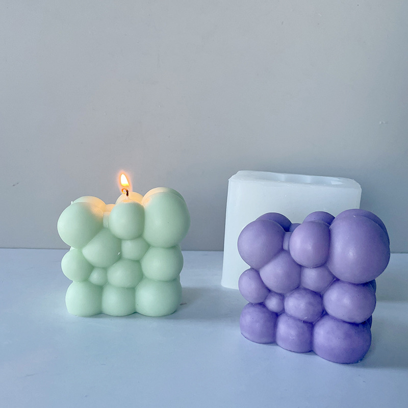 J6-52 Party Decor 3D Irregular Bubble Ball Candle Silicone Mold Irregular Cube Kenduru Silicone Mold Sipo Silicone Mold