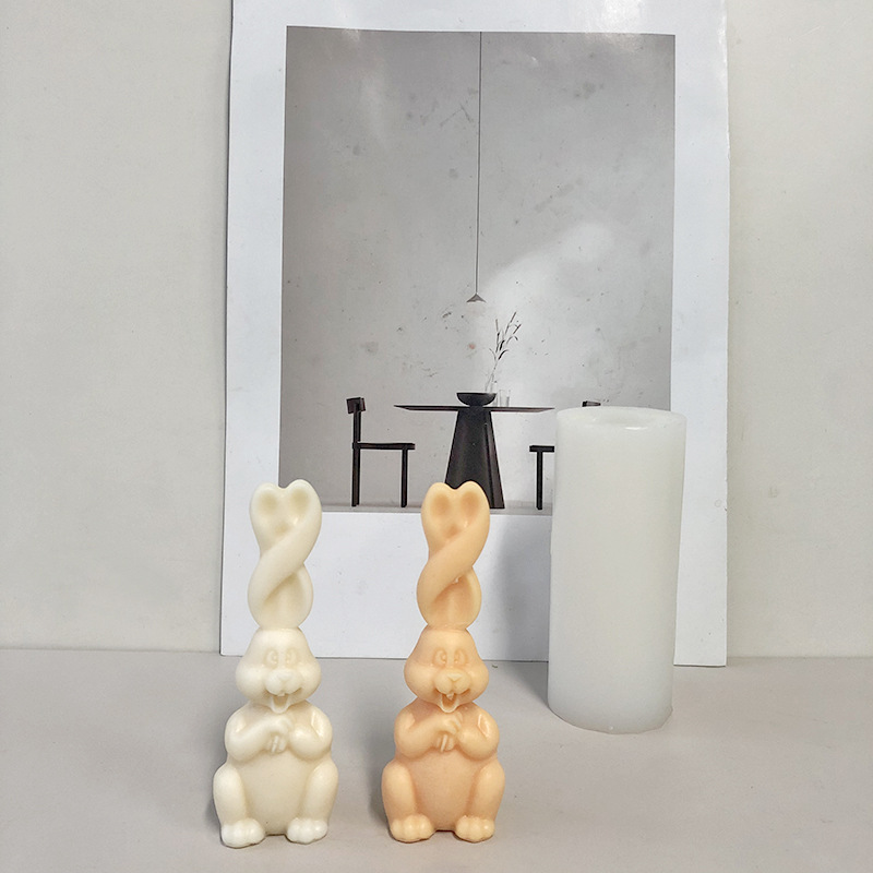 J6-5 ගෘහ අලංකරණ තෑග්ග නිදන කාමර අලංකරණ විසිතුරු භාණ්ඩ නිවාස සිහිවටන ඉටිපන්දම් Cute Twist Rabbit Scented Candle