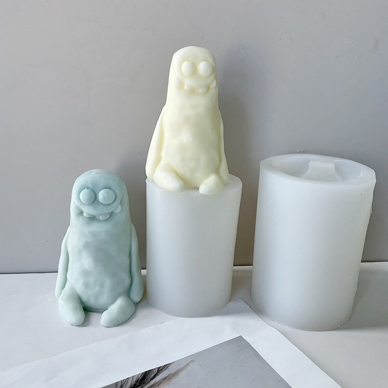 J6-22 DIY bonita vela de aromaterapia para el hogar jabón hecho a mano resina molde para hacer yeso arcilla de dibujos animados monstruo vela molde de silicona