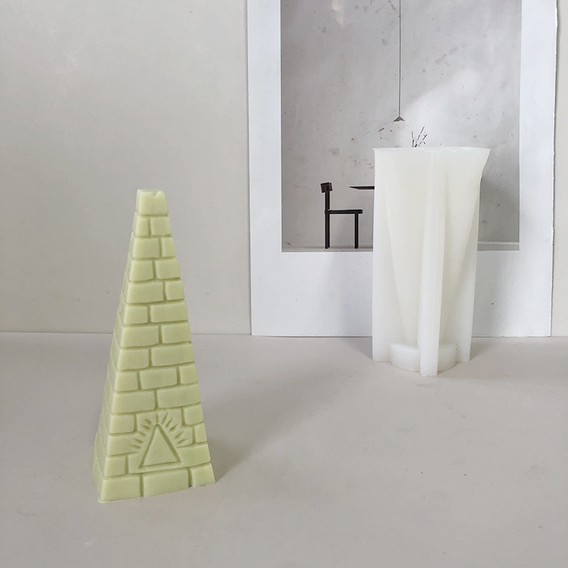 J6-1 DIY Soap Candle Gypsum Aromatherapy Moldings Cake Tools Resin Crafts Triangular Tower Silicone Mold
