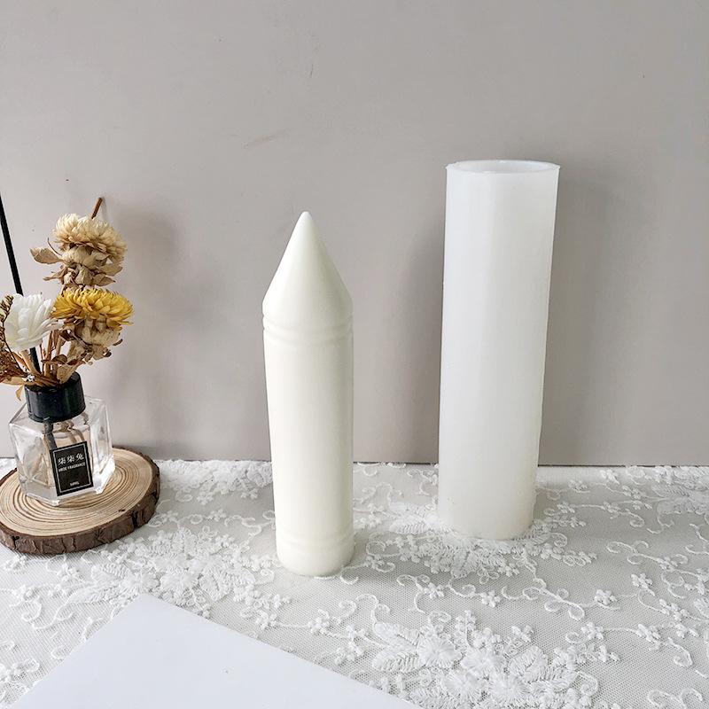 J6-93, decoración del hogar, bricolaje, molde de vela de silicona con pilar de punta larga, molde de vela cilíndrica con extremo de punta larga